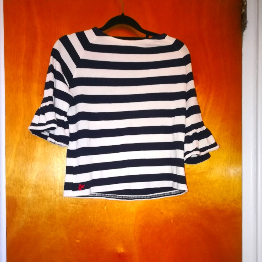 Polo Ralph Lauren white & navy striped shirt for girls, size L/G (12/14)